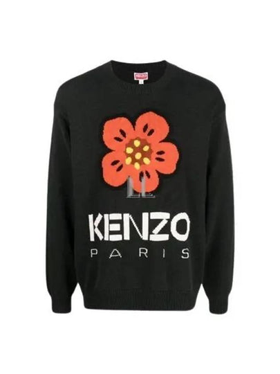 Boke Flower Wool Jumper Knit Top Black - KENZO - BALAAN 2