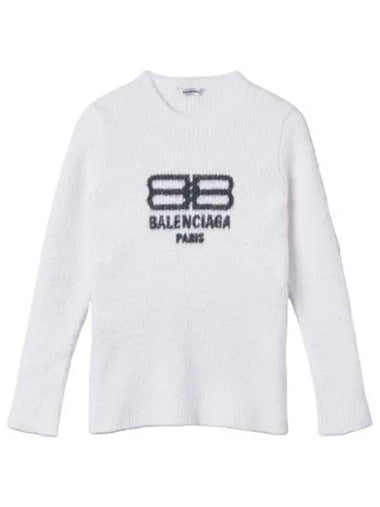 Logo ribbed knit white - BALENCIAGA - BALAAN 1