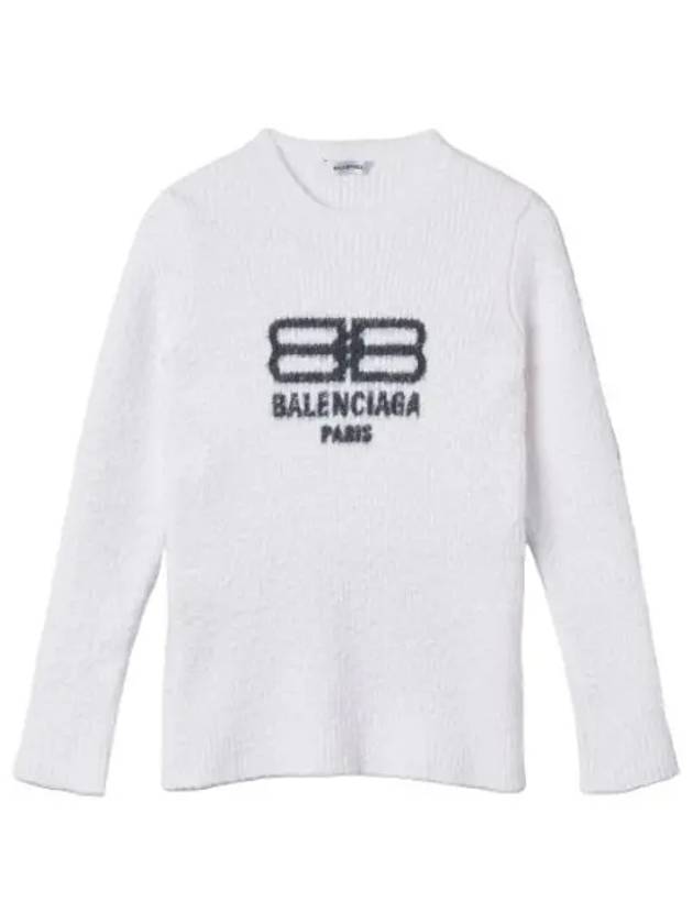 BB logo crew neck knit top white - BALENCIAGA - BALAAN 2