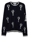 Lobster Merino Crew Neck Knit Top Navy - THOM BROWNE - BALAAN 2