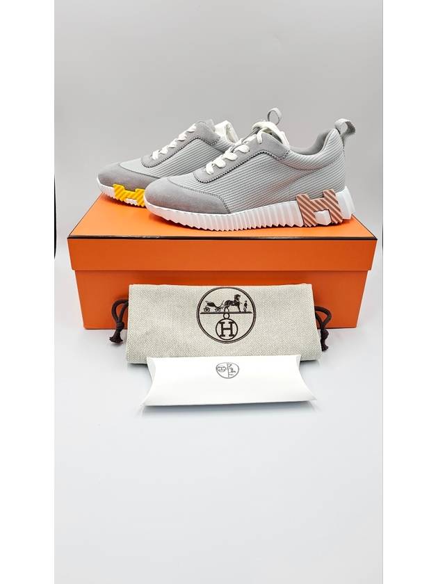 Bouncing Mesh Suede Goatskin Low Top Sneakers Gris Temperance - HERMES - BALAAN 10