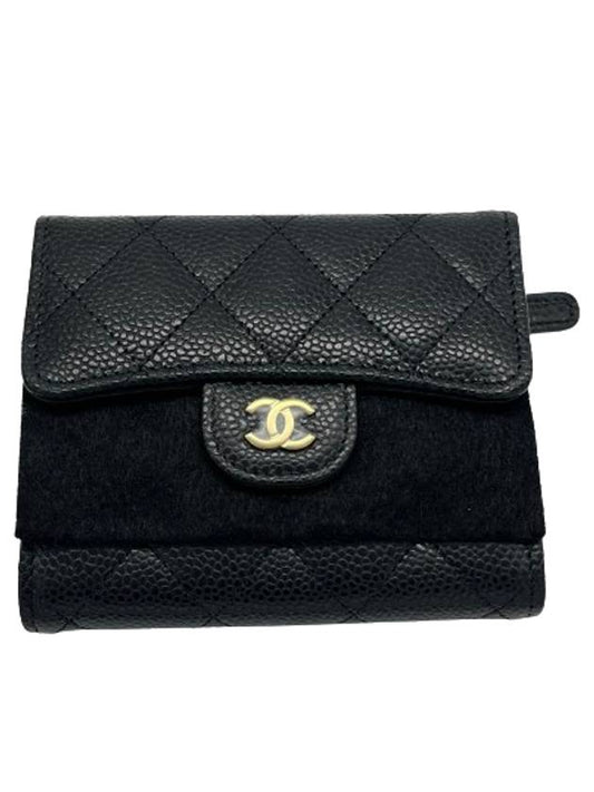 Small Classic Flap Wallet Grained Calfskin & Gold Black - CHANEL - BALAAN 2