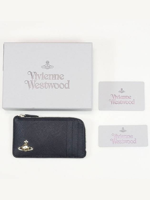 Orb Logo Stud Saffiano Card Wallet Black - VIVIENNE WESTWOOD - BALAAN 7