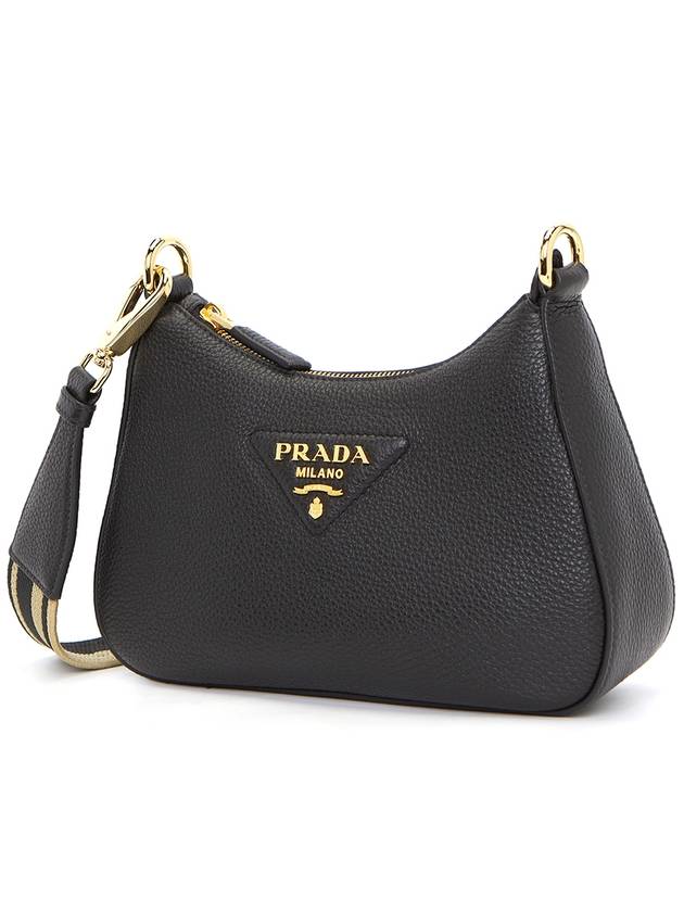 Leather Shoulder Bag Black - PRADA - BALAAN 3