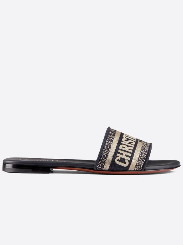 Dway Embroidered Cotton Mule Deep Blue - DIOR - BALAAN.