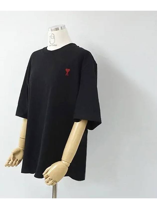 Small Heart Logo Boxy Fit Short Sleeve T-Shirt Black - AMI - BALAAN 3