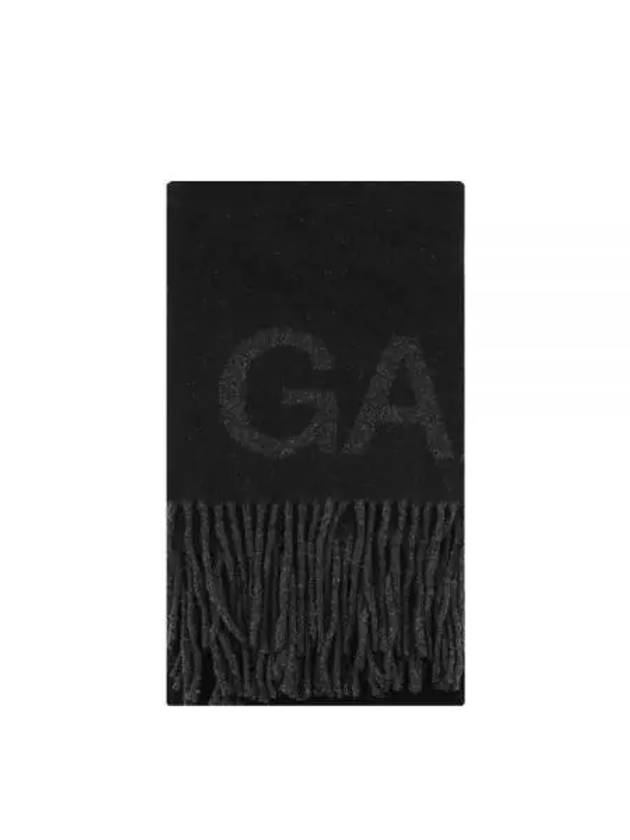 Logo Fringe Muffler Black - GANNI - BALAAN 2