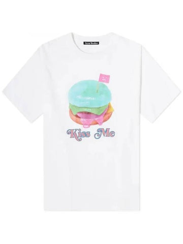 Burger Print Logo Short Sleeve T-Shirt Optic White - ACNE STUDIOS - BALAAN 1