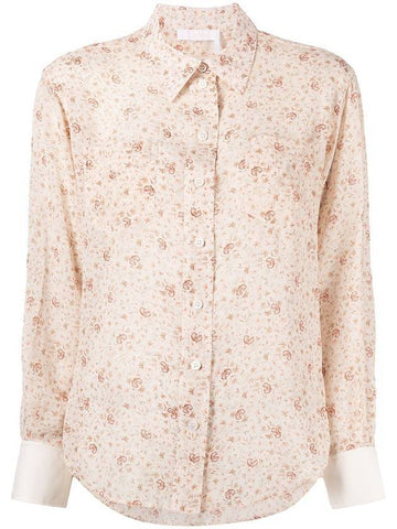 flower print silk shirt dew pink - CHLOE - BALAAN 1