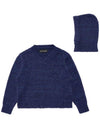 Hood set loose fit V neck knit deep blue - SMITH ARMOR - BALAAN 1