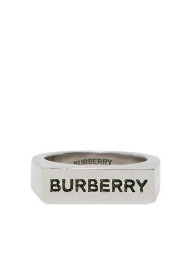 Engraved Palladium Plated Signet Ring Silver - BURBERRY - BALAAN 1