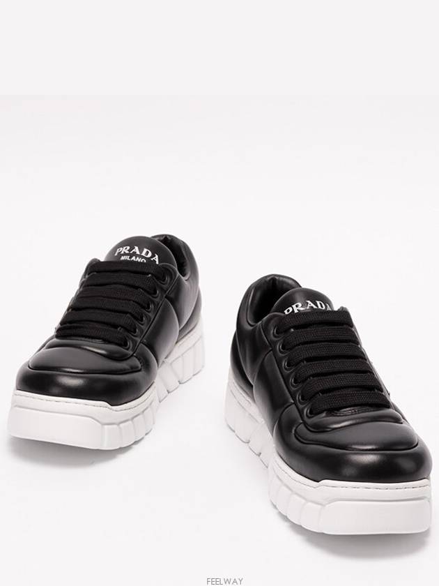 Padded Nappa Leather Low Top Sneakers Black - PRADA - BALAAN 3