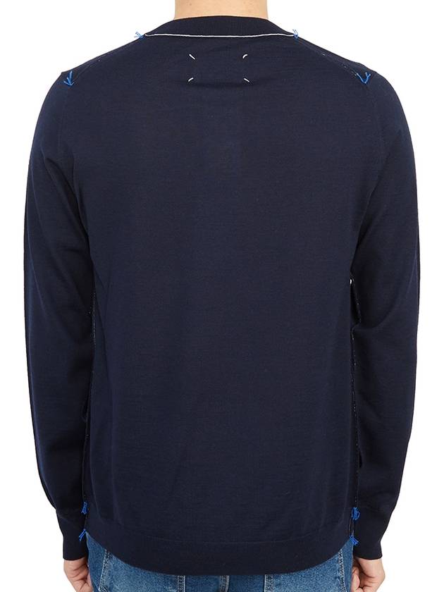 Back Stitch Crew Neck Wool Knit Top Navy - MAISON MARGIELA - BALAAN 5