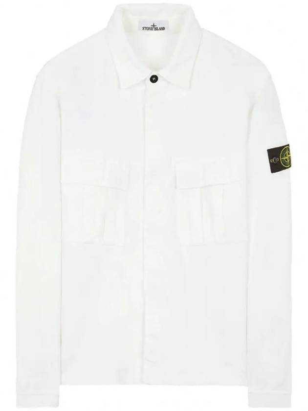 Wappen Patch Two Pocket Shirt Jacket White - STONE ISLAND - BALAAN 3