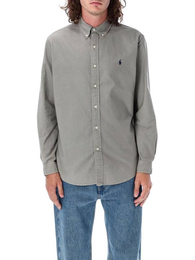 Men's Garment Dyed Oxford Long Sleeve Shirt Perfect Gray - POLO RALPH LAUREN - BALAAN 2