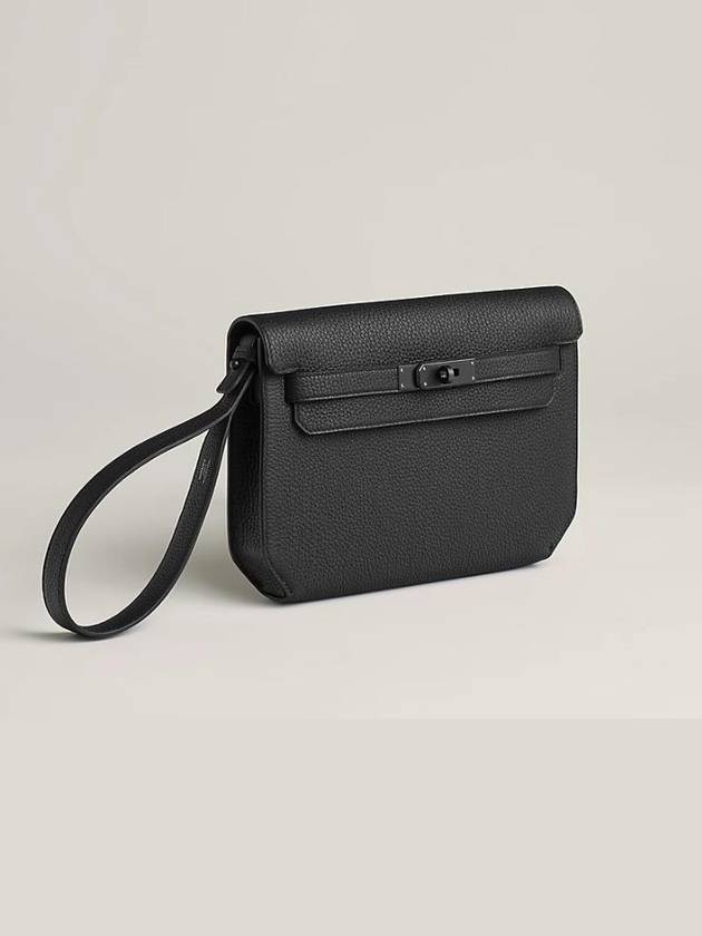 Kelly Depeche 25 Monochrome Clutch Bag Black - HERMES - BALAAN 3