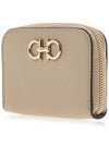 Women's Gancini Logo Zipper Card Wallet Beige - SALVATORE FERRAGAMO - BALAAN 3