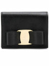 Vara Bow Gold Gloss Flap Half Wallet Black - SALVATORE FERRAGAMO - BALAAN 1