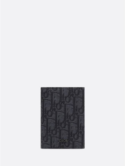 Bi-Fold Card Holder Black  Oblique Jacquard - DIOR - BALAAN 2