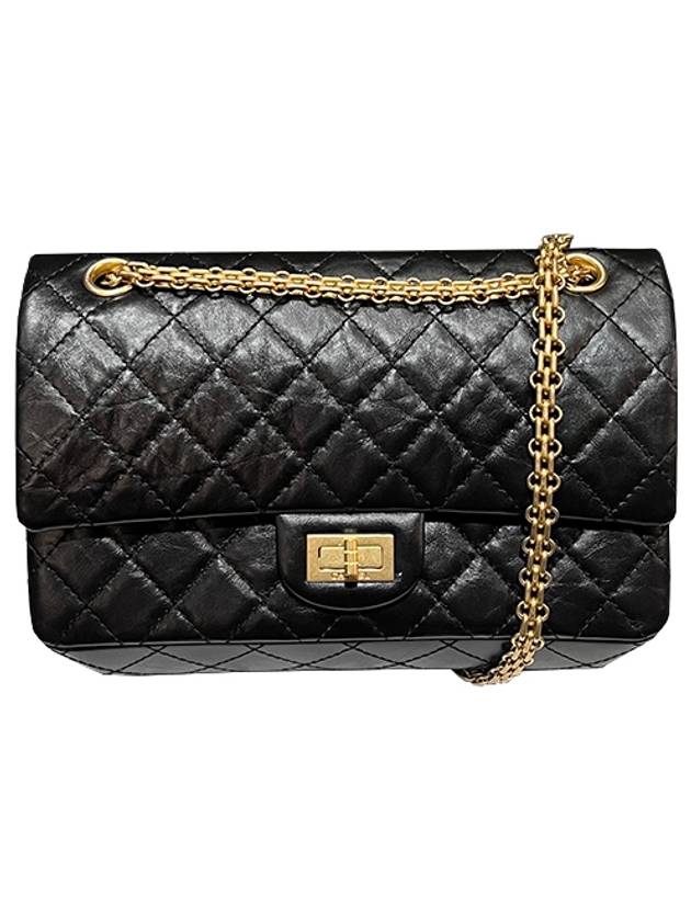 Gold 255 Medium Flap Chain Shoulder Bag Black - CHANEL - BALAAN 2