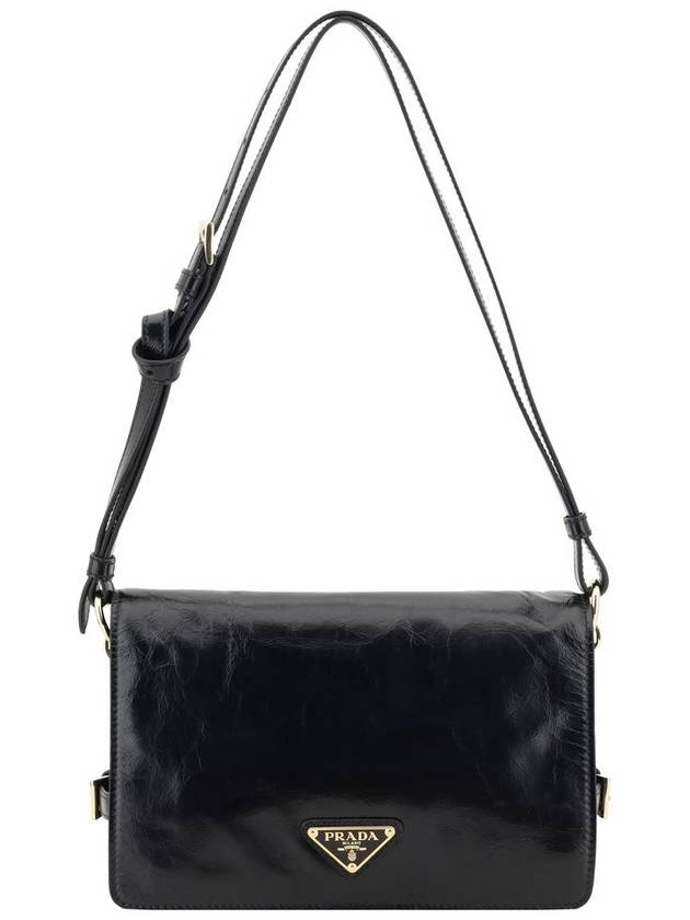 Triangle Logo Leather Shoulder Bag Black - PRADA - BALAAN 2