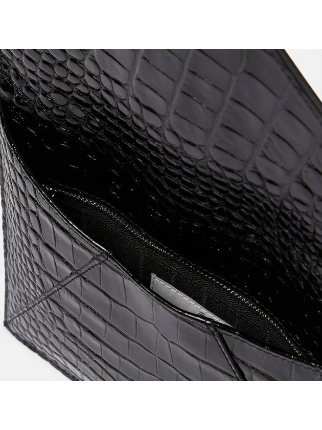 Women's ORB Logo Croco Effect Leather Clutch Bag Black - VIVIENNE WESTWOOD - BALAAN 3