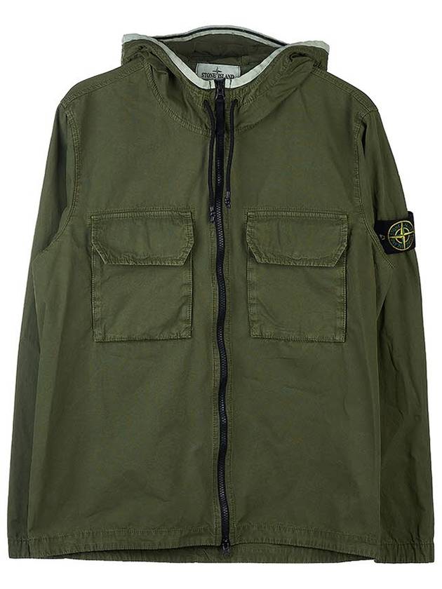 Wappen Patch Old Treatment Hooded Zip Up Olive Green - STONE ISLAND - BALAAN 11