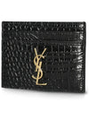 Cassandre Crocodile Embossed Leather Card Wallet Black - SAINT LAURENT - BALAAN 3