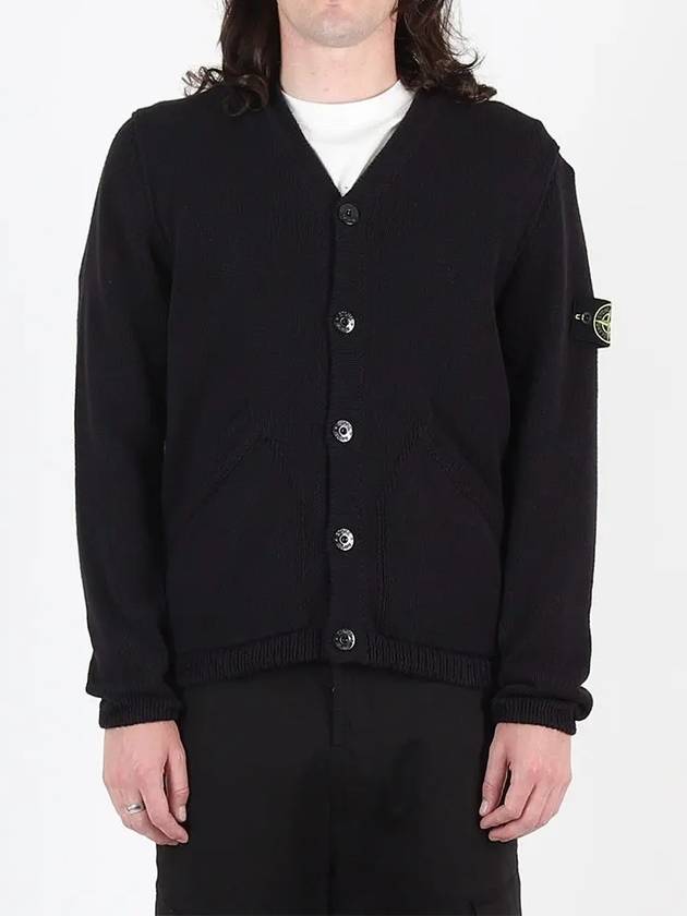 Wappen V Neck Cotton Knit Cardigan Navy - STONE ISLAND - BALAAN 4