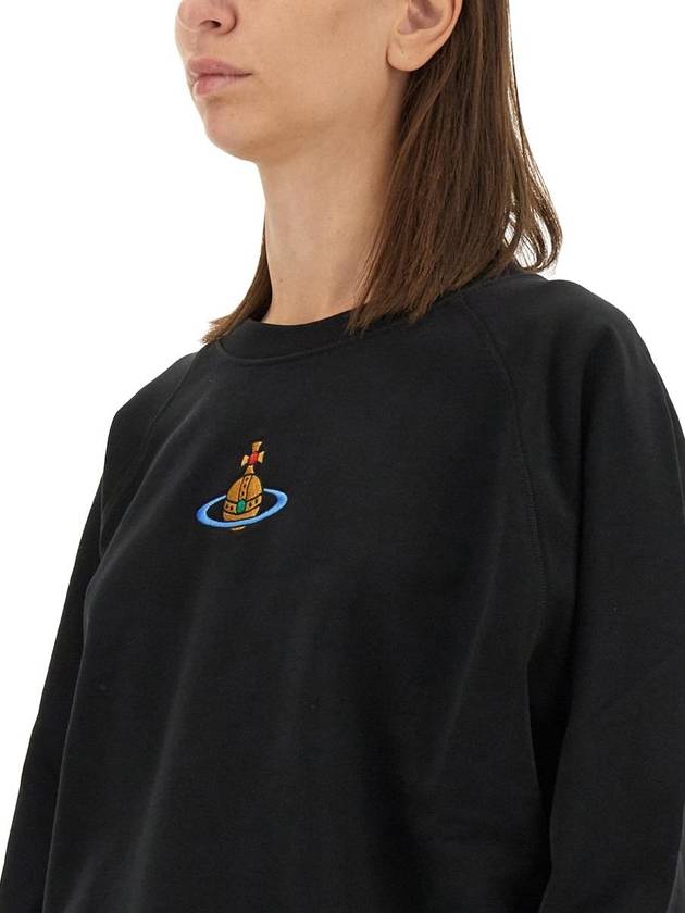 Embroidered Logo Cotton Sweatshirt Black - VIVIENNE WESTWOOD - BALAAN 5