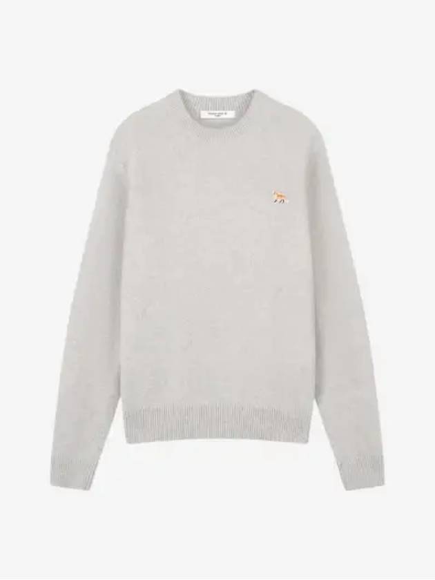 Baby Fox Patch Regular Knit Top Light Grey Melange - MAISON KITSUNE - BALAAN 3