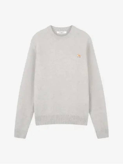 Baby Fox Patch Regular Knit Top Light Grey Melange - MAISON KITSUNE - BALAAN 2