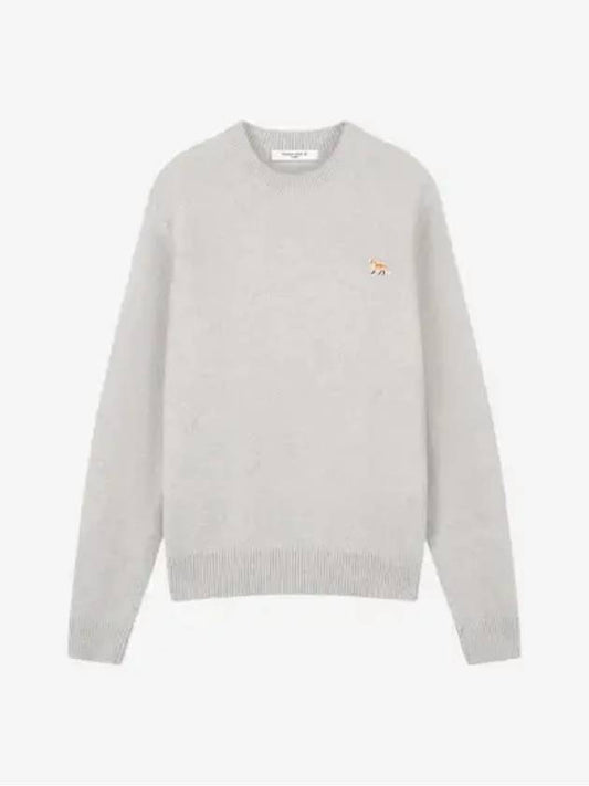 Baby Fox Patch Regular Knit Top Light Grey Melange - MAISON KITSUNE - BALAAN 2