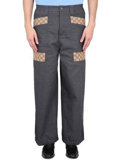 GG insert cotton canvas straight pants dark gray - GUCCI - BALAAN 2