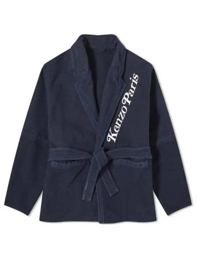 Cropped Boxy Workwear Belt Cotton Jacket Navy - KENZO - BALAAN 2