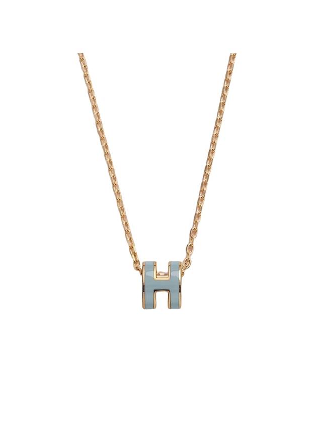 Mini Pop H Pendant Necklace Gold Blue Lin - HERMES - BALAAN 1