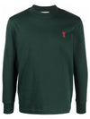 Small Heart Logo Long Sleeve T-Shirt Green - AMI - BALAAN 2