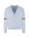 Milano Stitch Sprite Armband Cotton V-neck Cardigan Light Blue - THOM BROWNE - BALAAN 3