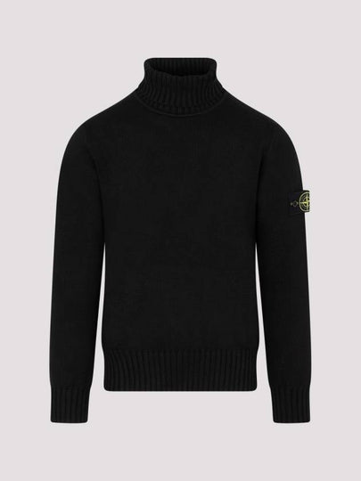 Wappen Patch Loose Fit Cotton Turtleneck Black - STONE ISLAND - BALAAN 2