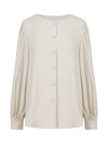 Helena round neck puff shirring blouse ivory HELENA23IV - RAMUSTUDIO - BALAAN 2