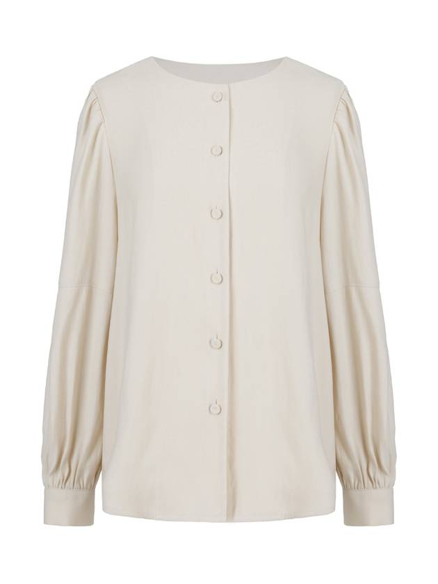 Helena round neck puff shirring blouse ivory HELENA23IV - RAMUSTUDIO - BALAAN 2