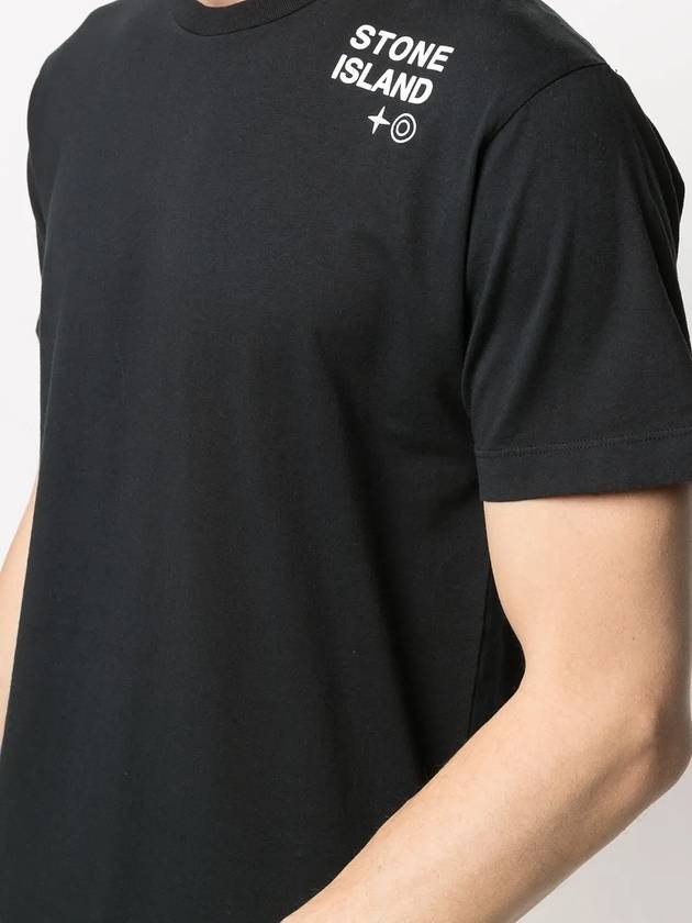 Shoulder Logo Round Short Sleeve T-Shirt Black - STONE ISLAND - BALAAN 3