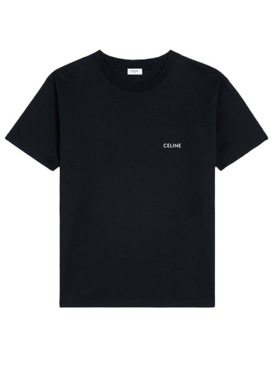 Logo Print Cotton Jersey Loose Short Sleeve T-Shirt Black - CELINE - BALAAN 1