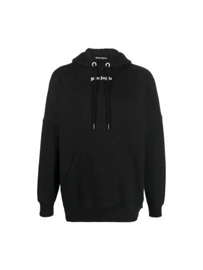 Men's Logo Print Cotton Hoodie Black - PALM ANGELS - BALAAN 2