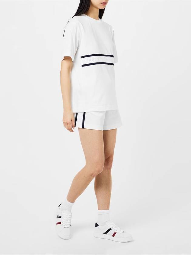 Logo Patch Stripe Detail Shorts White - MONCLER - BALAAN 3