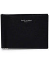 Textured Classic Leather Money Clip Half Wallet Black - SAINT LAURENT - BALAAN 1