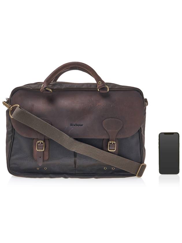 Men's Waxed Leather Brief Case Olive - BARBOUR - BALAAN 7