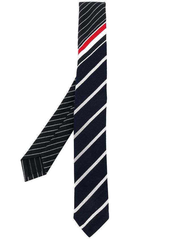 Funmix Stripe Wool Twill Tie Navy - THOM BROWNE - BALAAN 1