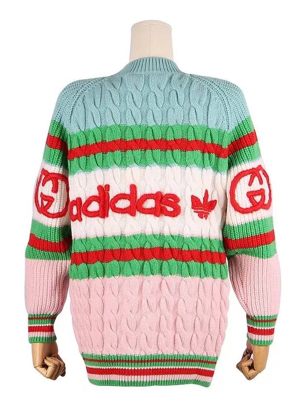 x Adidas logo striped knit sweater 717722 XKCQ3 5429 - GUCCI - BALAAN 3