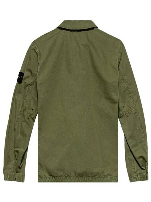 Waffen Patch Two Pocket Cotton Over Zip Up Jacket Sage Green - STONE ISLAND - BALAAN 3